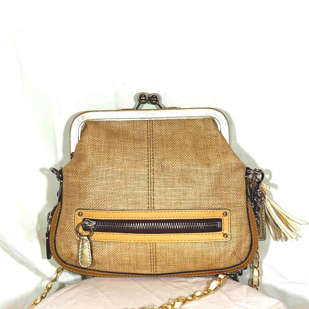 Coach Bonnie Straw and Leather Demi Bag